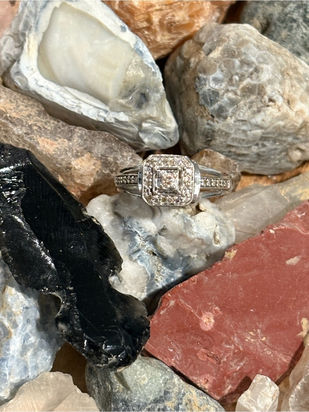 Sterling Silver Square Halo Diamond Ring from Kay’s Jewelry